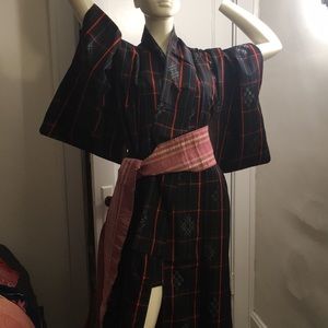 Vintage authentic Japanese black kimono